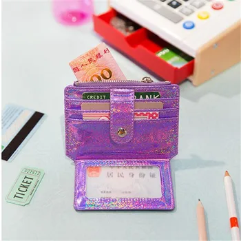 1 шт. Женский лазерный держатель для карт Студенческий кошелек для карт Mini Slim Cute Laser Heart Girl Bus ID Card Кошелек Чехол 2