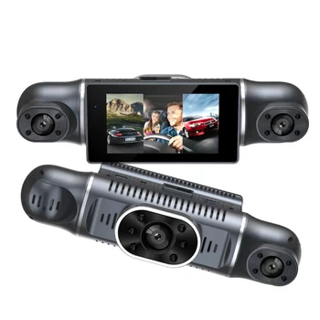 Автомобильный Видеомагнитофон 1080P FHD DVR Камера Передний Задний Автомобильный регистратор Автомобильный Черный ящик Камера с тремя объективами Видеорегистратор 1