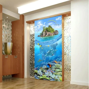 бейбеханг, морской пейзаж острова кокосовых орехов, подводный мир, HD фон входа дельфина, настенная роспись, обои на заказ 2