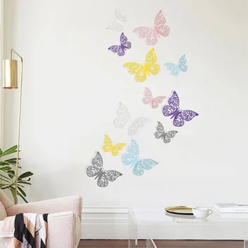 Выдолбленный 3D трехмерный макет свадебного фестиваля с 12 бабочками, украшение дома, наклейка на стену, 3D наклейка 2