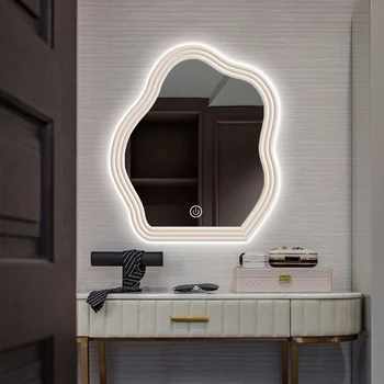 Декоративное зеркало с волнистой светодиодной подсветкой, Настенное зеркало для ванной комнаты, Декор для спальни, Декоративное зеркало неправильной формы, украшения для гостиной Spiegel YY50JZ 1