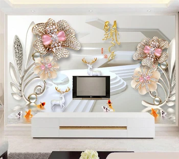 Изготовленная на Заказ настенная роспись светлая роскошная атмосфера аромат магнолии ювелирные изделия обои гостиная 3D фон стены бриллиантовый цветок фотообои 2