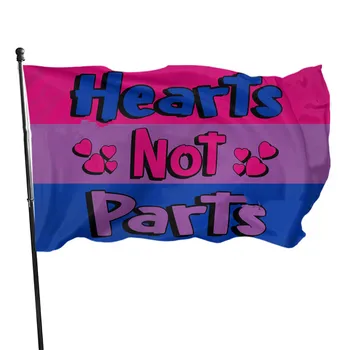 Сердца, а не части Бисексуальный флаг гордости Поли Идеально подходит для вечеринок на открытом воздухе, в общежитиях, парадах, мероприятиях, в петлицах из полиэстера и латуни 1