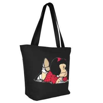 Сумки для покупок Mafalda Grocery, холщовая сумка-тоут с принтом, сумка через плечо, большая вместительная сумка из аргентинского мультфильма Quino Comic. 2